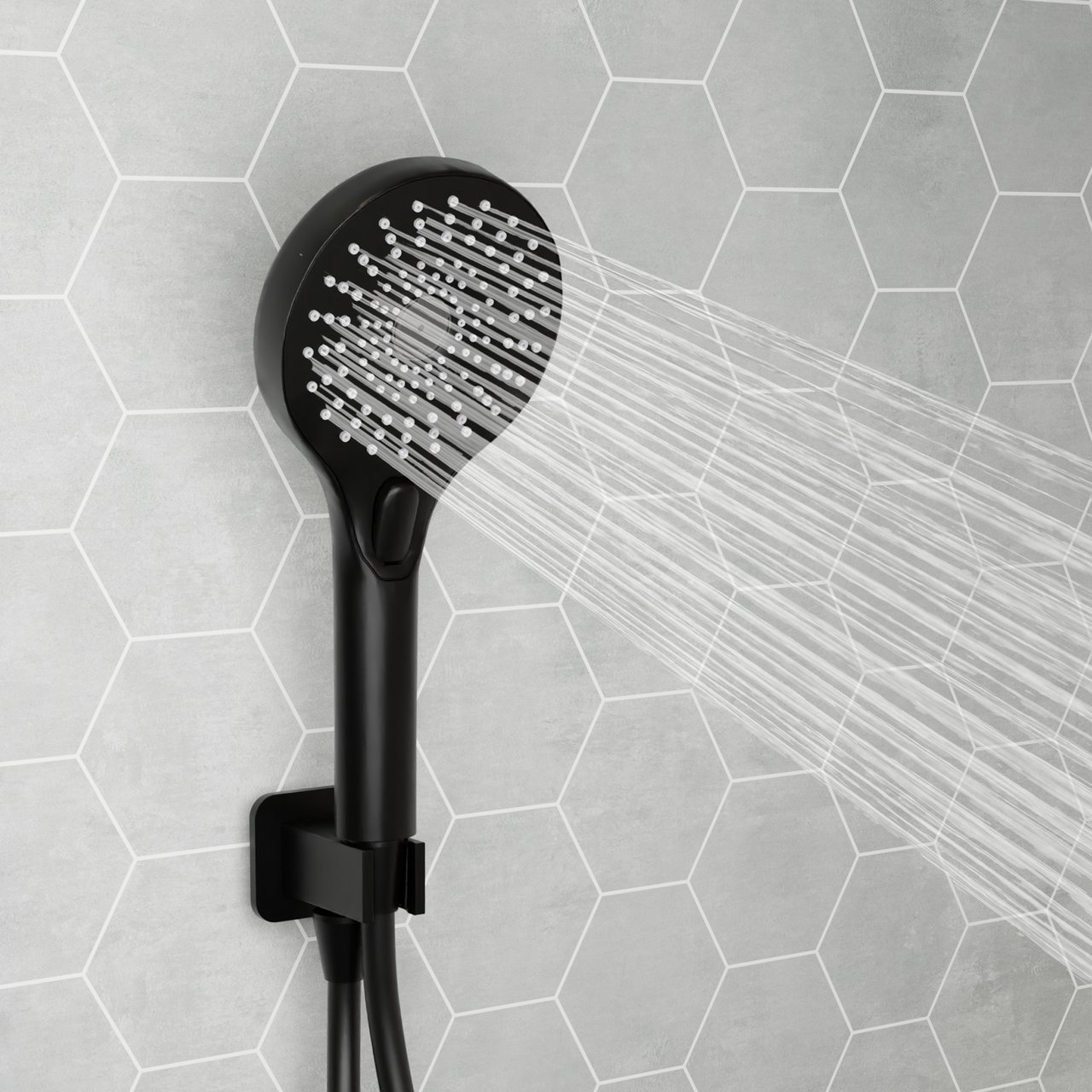 Blaufoss Onos set douchette avec coude de raccordement 3 fonctions de jet Noir Mat