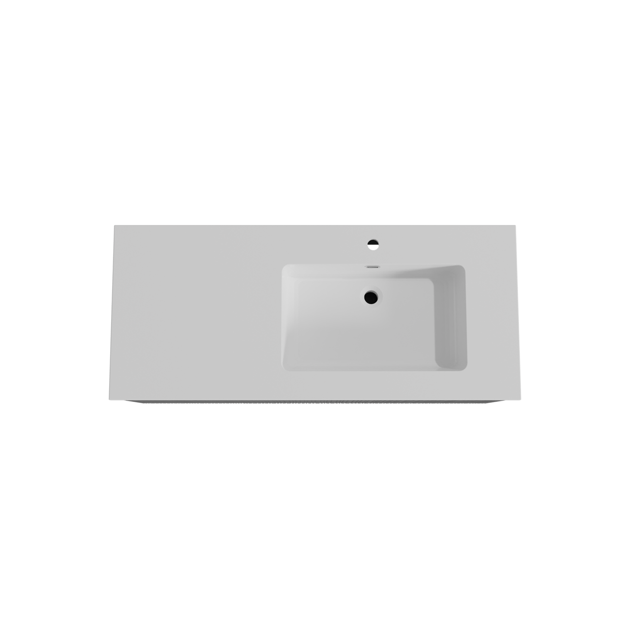 Storke Ribs zwevend badmeubel 120 x 52 cm zwart eiken met Diva asymmetrisch rechtse wastafel in composietmarmer hoogglans wit, Verticale asymmetrische rechte ribbel