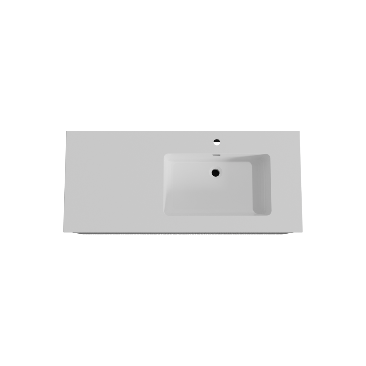 Storke Ribs zwevend badmeubel 120 x 52 cm zwart eiken met Diva asymmetrisch rechtse wastafel in composietmarmer hoogglans wit, Verticale asymmetrische rechte ribbel