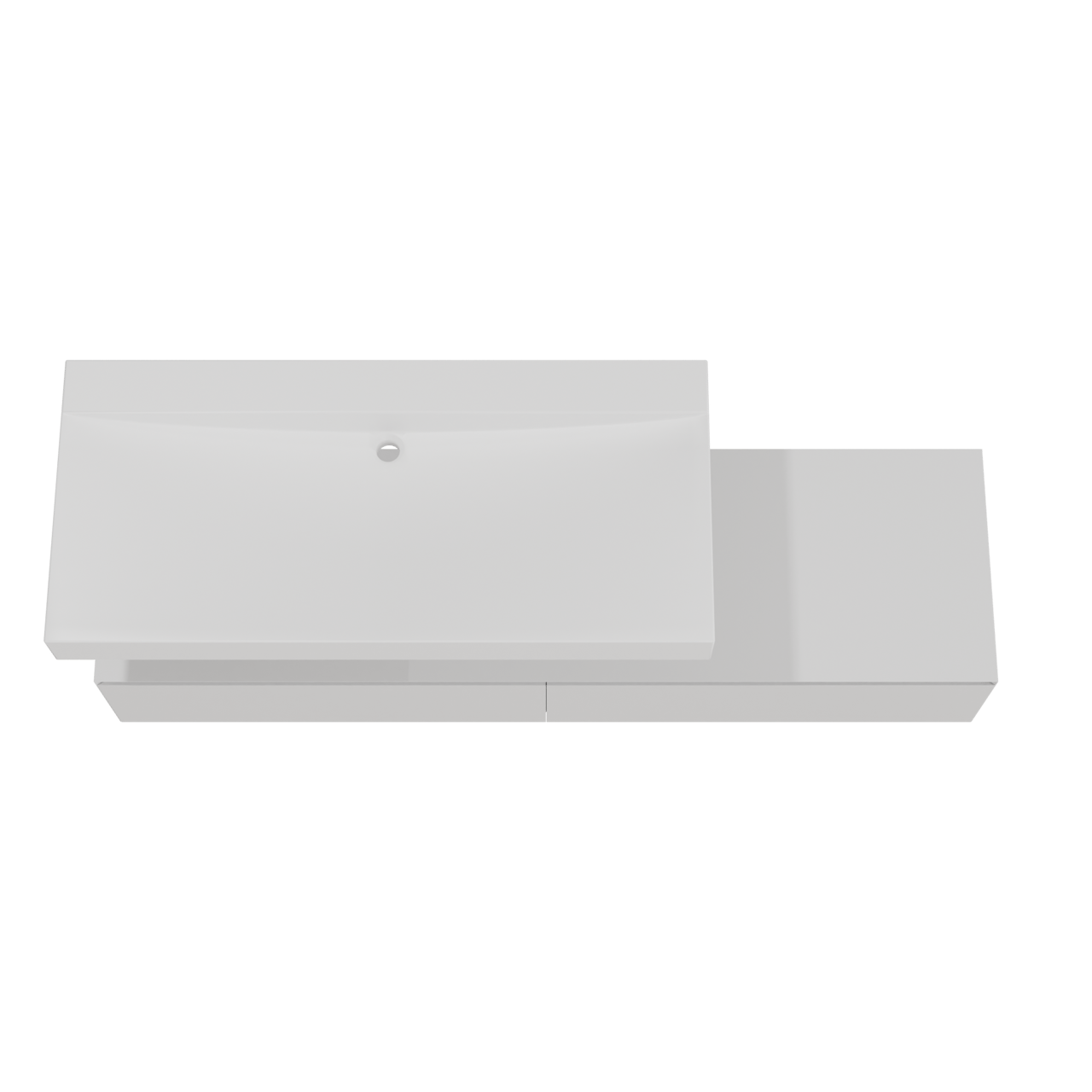 Balmani Mitra Elements meuble salle de bains suspendu 180 x 55 cm blanc mat avec Wave lavabo simple pour 2 trous de robinet 120 cm en solid surface blanc mat