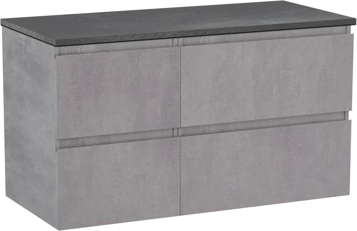 Linie Lado hängendes Möbelstück Set: 100 x 46 cm, Beton dunkelgrau, mit Lado Einzel- oder Doppel Waschtischplatte, Melamin Schiefergrau