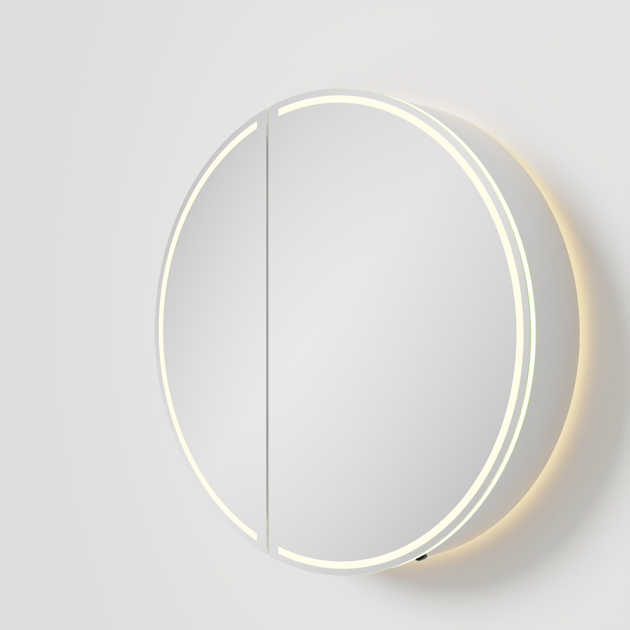 Balmani Mara Spiegelschrank Rund Ø 70 cm Weiβ matt, mit Spiegelbeleuchtung und Anti-Beschlag Spiegelheizung