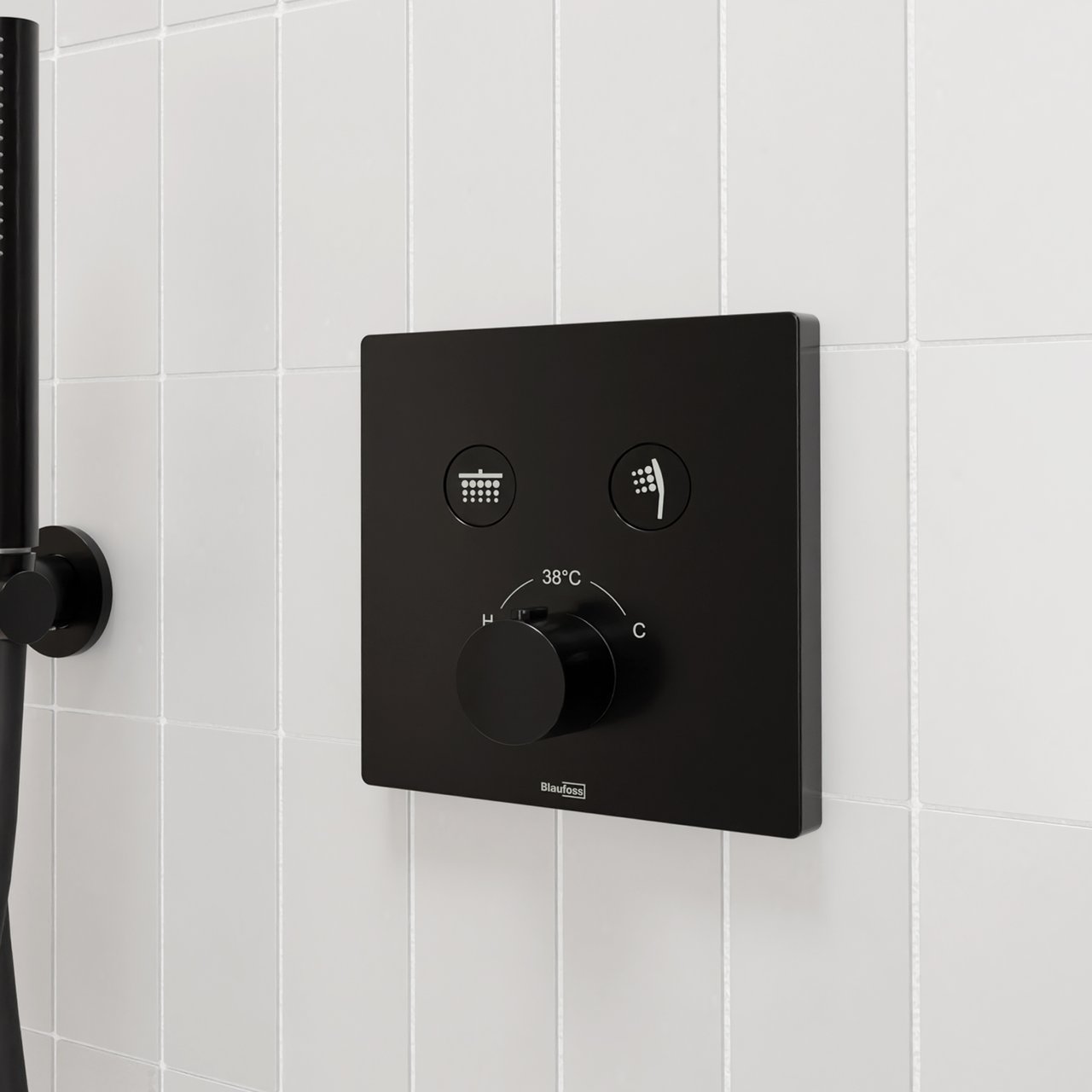 Blaufoss Smartbox Switch-Line Thermostat-Duscharmatur: Unterputz, für 2 Verbraucher, Schwarz matt, Einbauelement inklusive