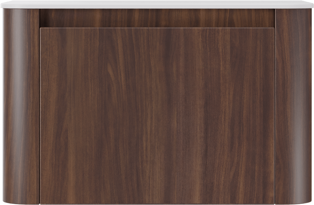 Storke Soft meuble salle de bains suspendu 80 x 46 cm noyer avec Tavola Soft tablette simple en Solid Surface blanc mat