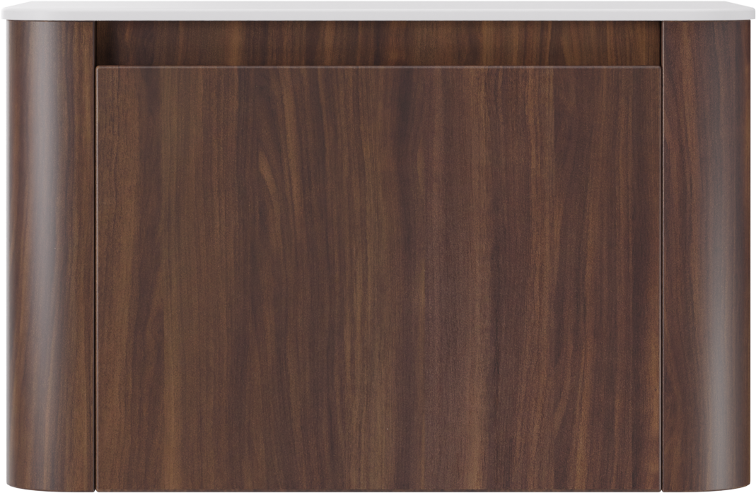 Storke Soft meuble salle de bains suspendu 80 x 46 cm noyer avec Tavola Soft tablette simple en Solid Surface blanc mat