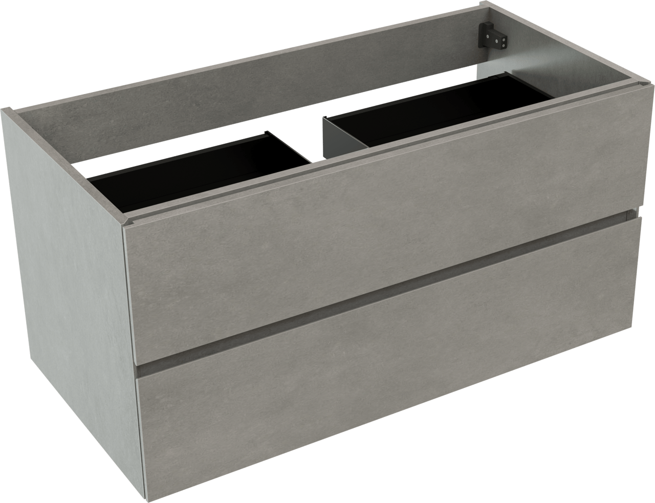Storke Edge hängender Waschbeckenunterschrank: 105 x 52 cm, Beton dunkelgrau, 2 Schubladen