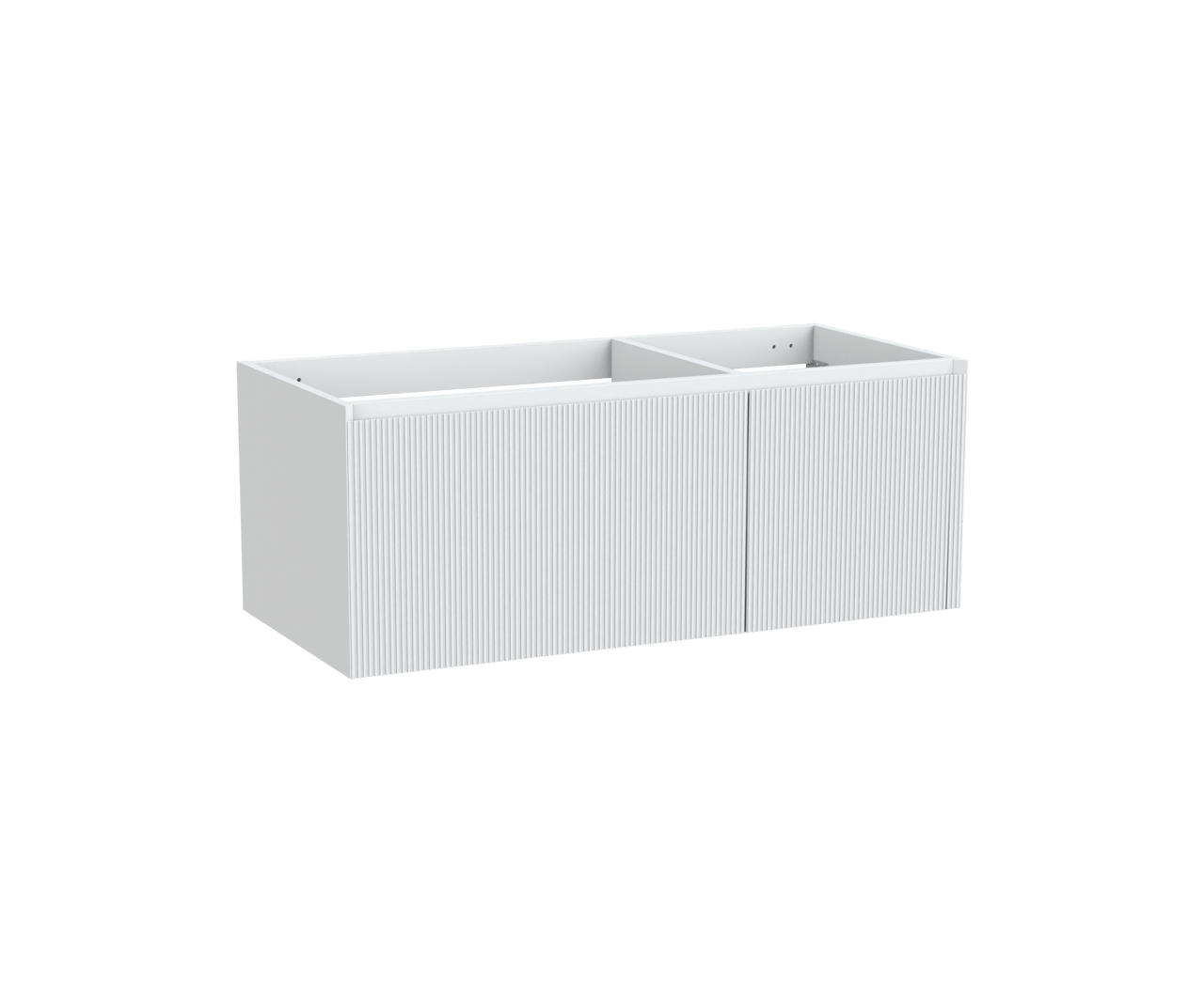 Balmani Fila hängender Waschbeckenunterschrank: 120 x 55 cm, asymmetrisch links, Weiß Matt, 4 Schubladen