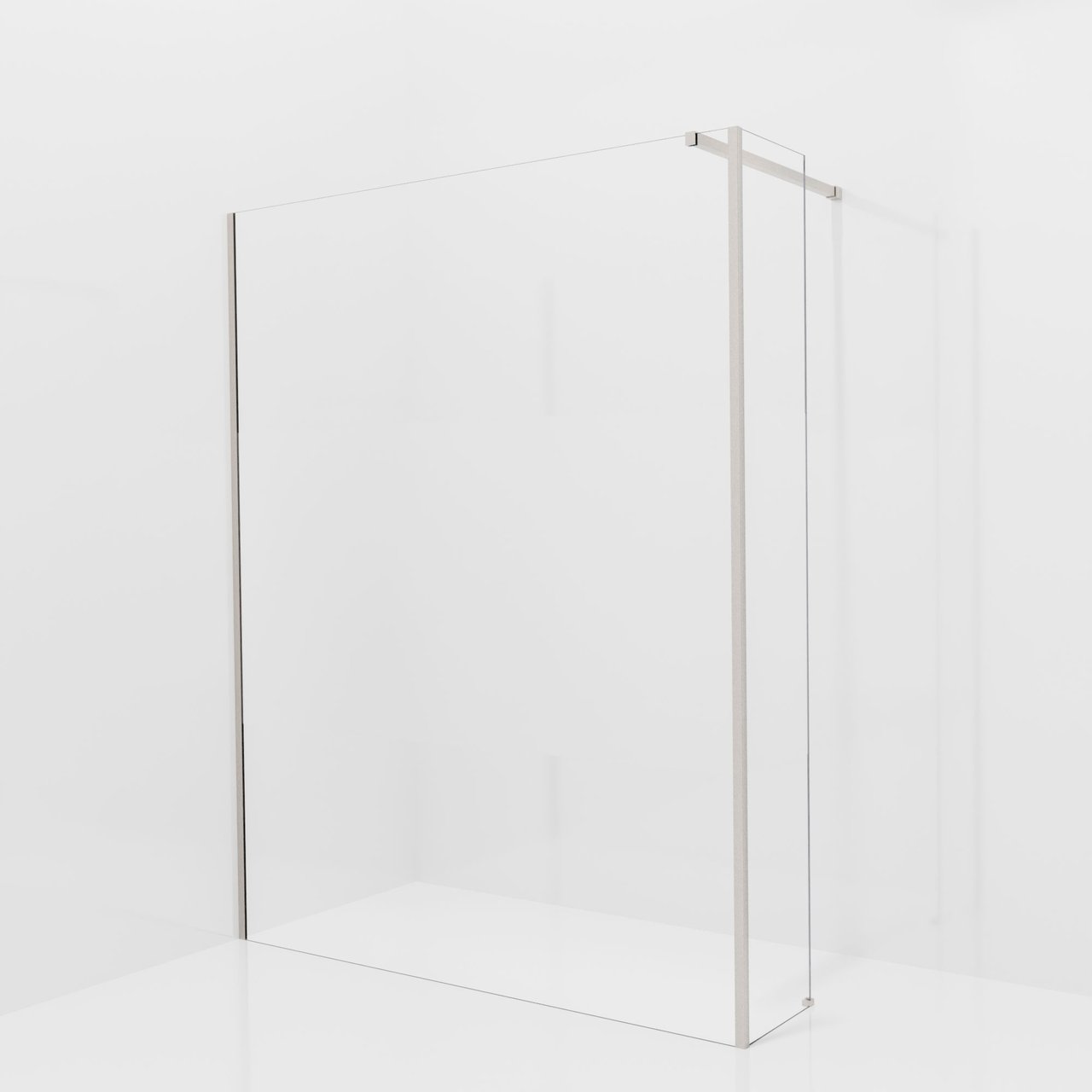 Balmani Modular Walk-In Dusche mit fester Seitenwand: 160 x 200 cm, Klarglas mit mattiertem Streifen, Profil Brushed CoolMetal