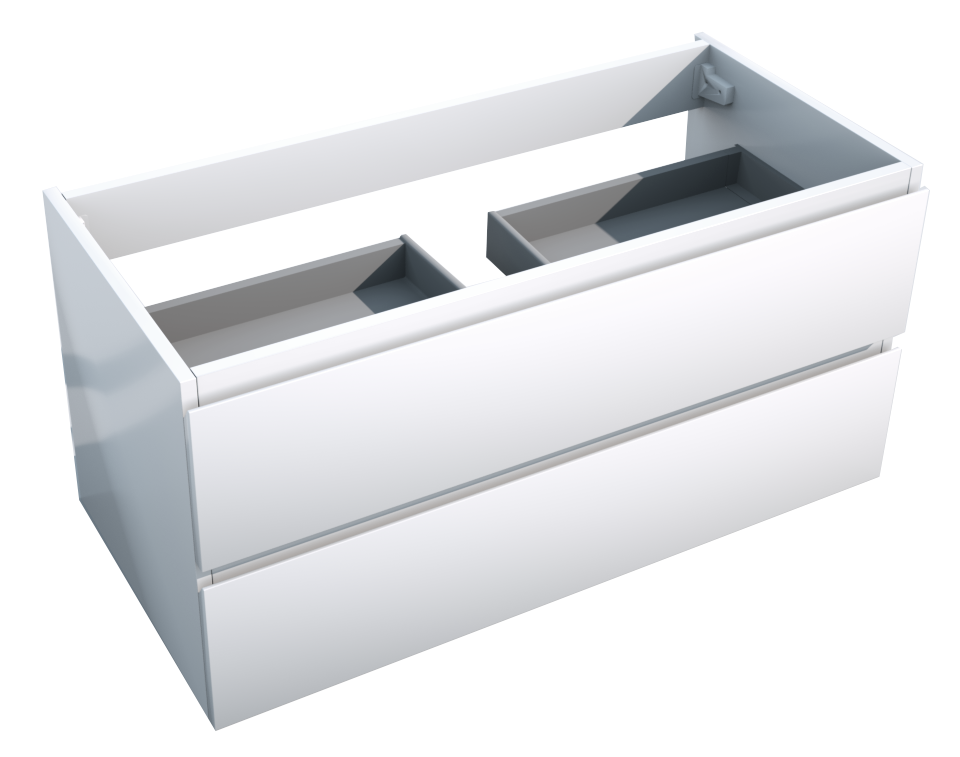 Storke Delta meuble sous-lavabo suspendu 100 x 48 cm blanc brillant 2 tiroirs