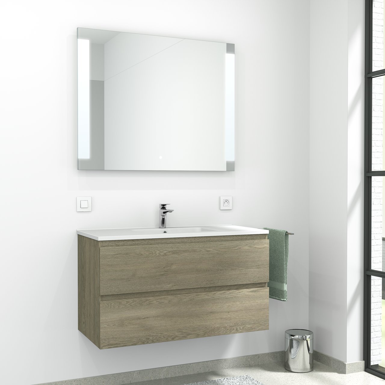 Linie Lunar miroir rectangulaire lumineux 100 x 80 cm