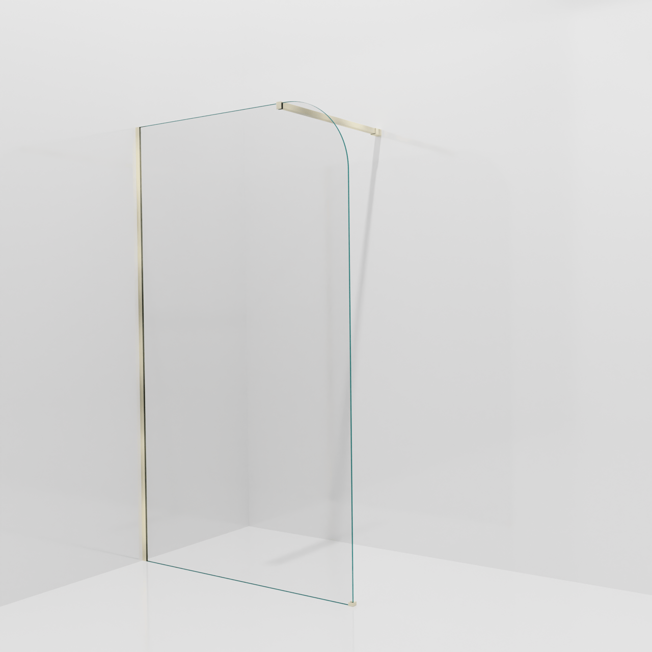 Balmani Modular Walk-In Dusche: 120 x 200 cm, Klarglas abgerundet, inklusive Coating, Profil Brushed Champagne Gold