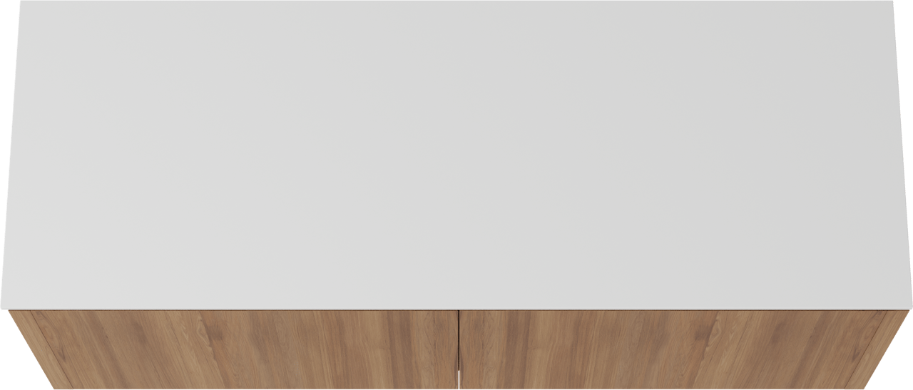 Balmani Eclips zwevend badkamermeubel 150 x 55 cm Teak met Stretto enkel of dubbel tablet in Solid Surface mat wit