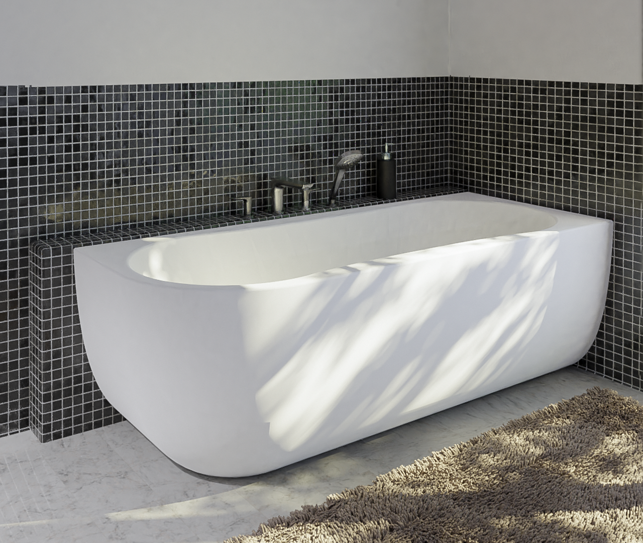 Luca Varess Ophelia tweepersoons hoekbad rechts 170 x 75 cm acryl mat wit
