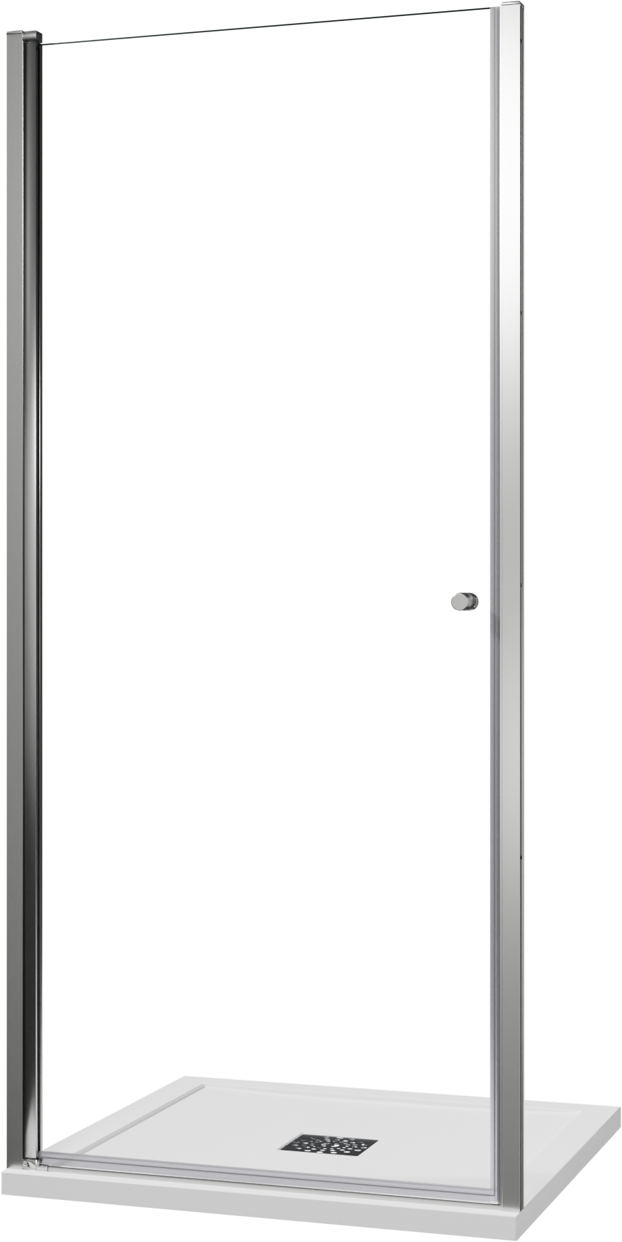 Luca Varess Kuresa porte pivotante 95 x 200 cm verre transparent profil chrome brillant