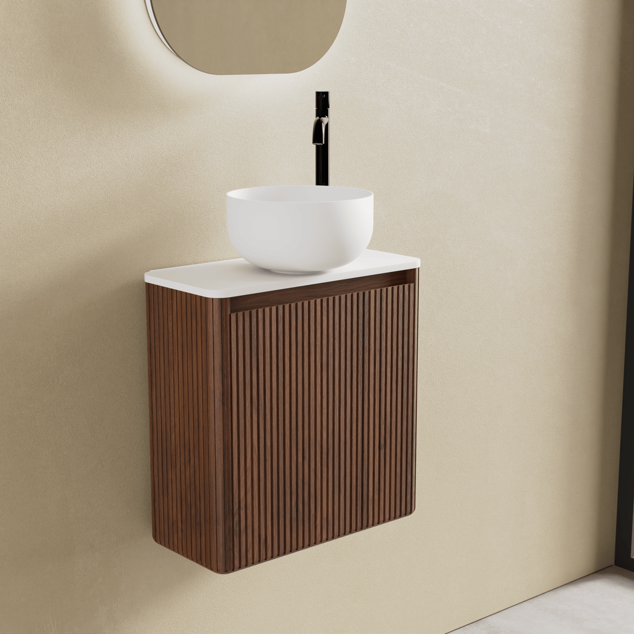 Balmani Fara Stretto waschtischplatten 45 x 22 cm Mattweiße Solid Surface