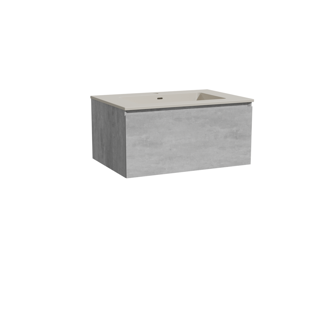 Storke Edge hängendes Möbelstück Set: 75 x 52 cm, Beton dunkelgrau, mit Diva Einzelwaschtisch, Top Solid Seidengrau