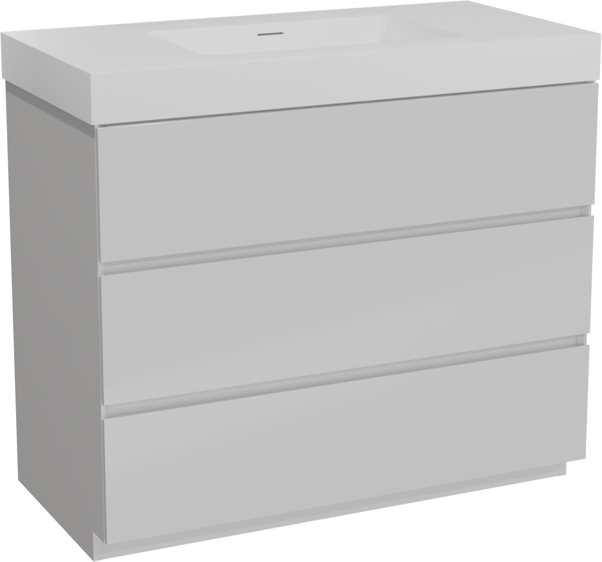 Storke Edge staand badkamermeubel 105 x 52 cm glanzend wit met Mata High enkele wastafel in solid surface mat wit