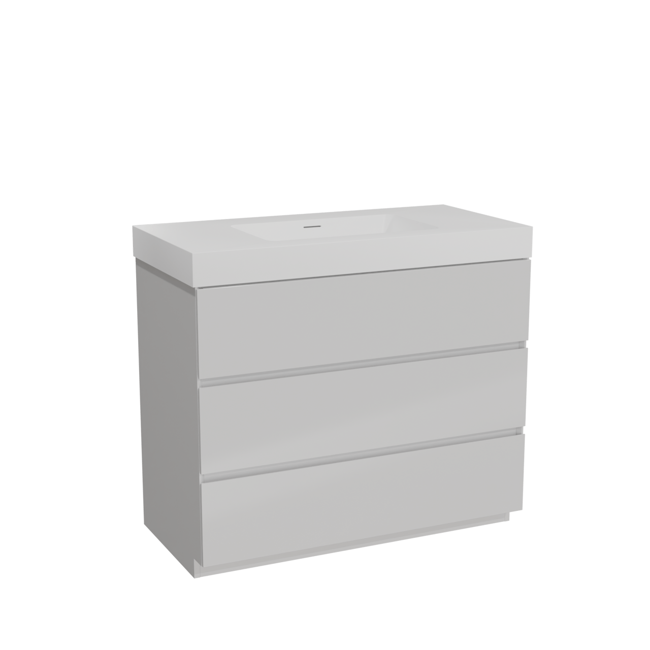 Storke Edge freistehendes Möbelstück Set: 105 x 52 cm, Weiß glänzend, mit Mata High Einzelwaschtisch, Solid Surface Weiß matt