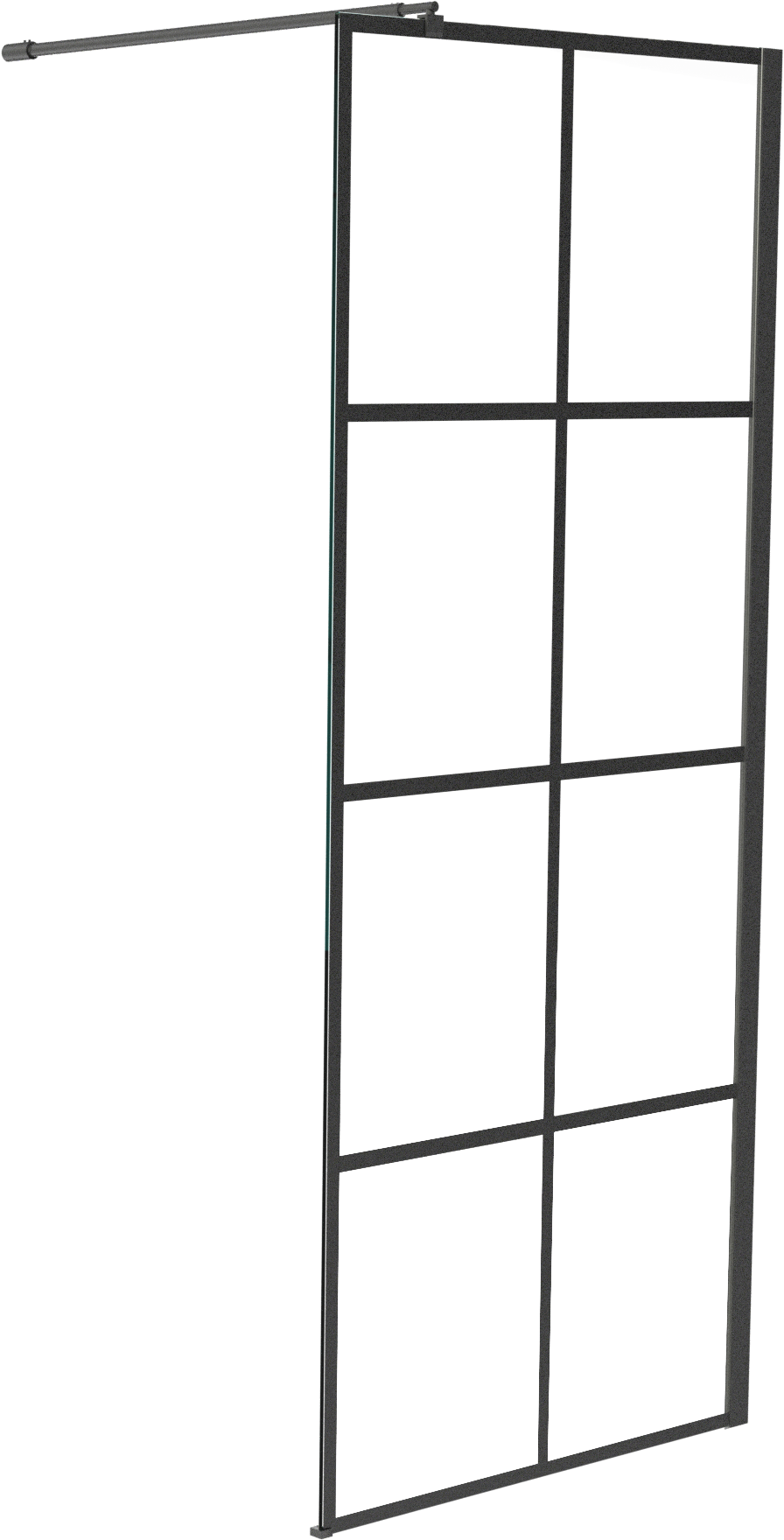 Linie Walk-In inloopdouche 90 x 200 cm square glas mat zwart profiel