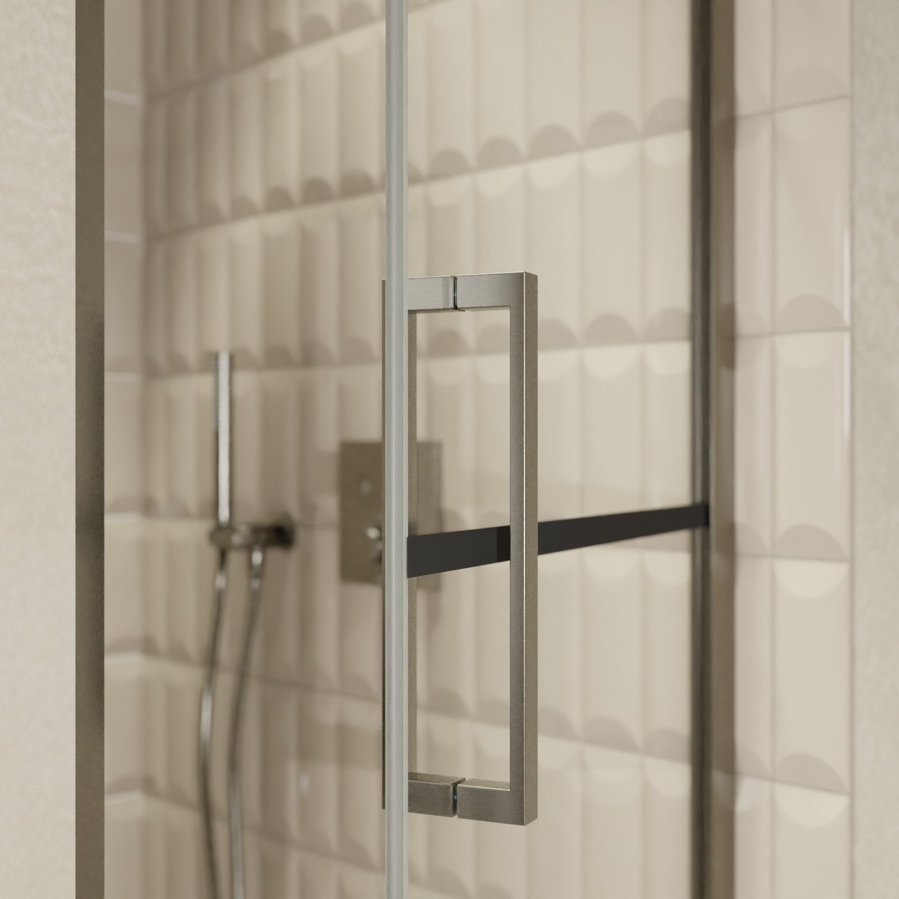 Balmani Senses Design douche draaideur rechts 90 cm x 210 cm Lined glas, Brushed GunMetal profielen, met coating