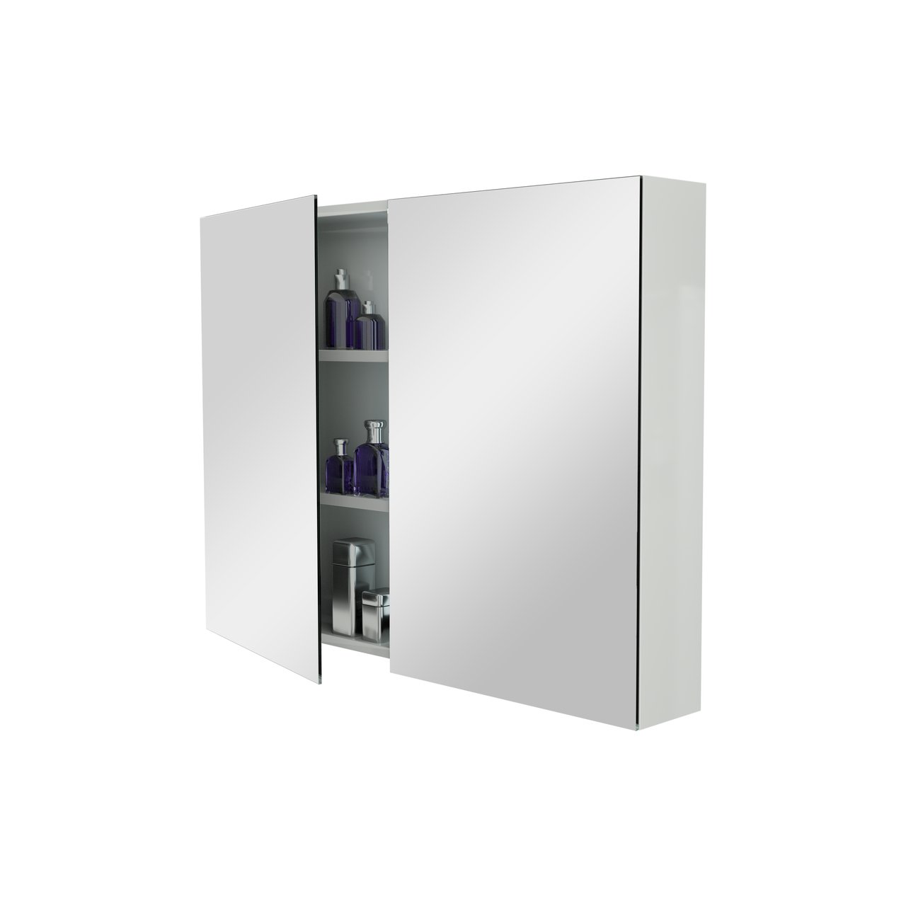 Storke Reflecta Spiegelschrank Bad: 100 x 75 cm, Weiß Glänzend