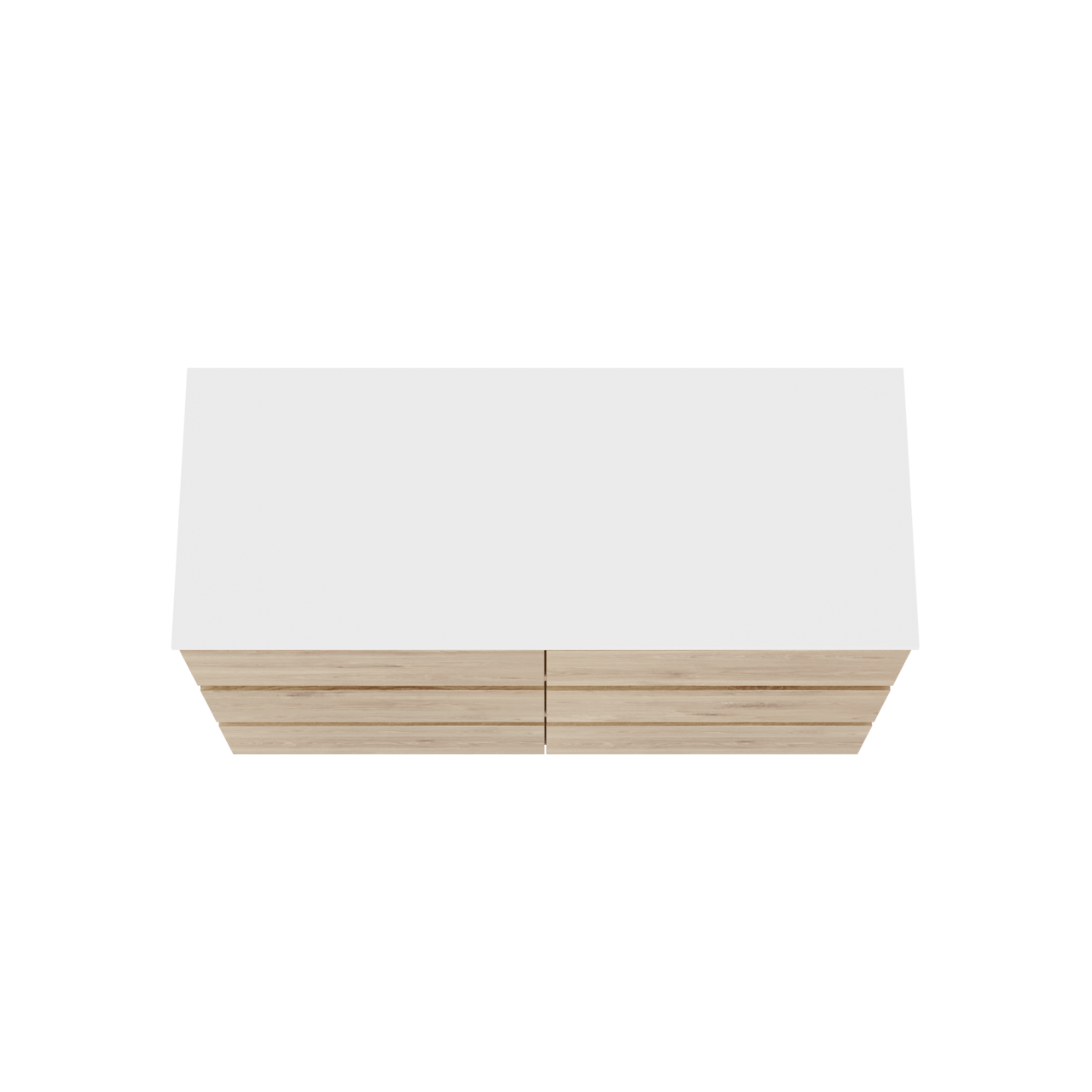 Balmani Lucida freistehendes Möbelstück Set: 135 x 55 cm, Rohe Eiche, mit Stretto Einzel- oder Doppel Waschtischplatte, Solid Surface Weiß matt