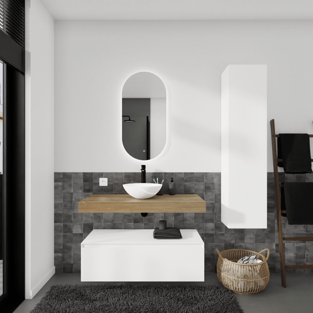 Storke Edge Modulo meuble sous-vasque suspendu 105 x 48 cm blanc mat 1 tiroir