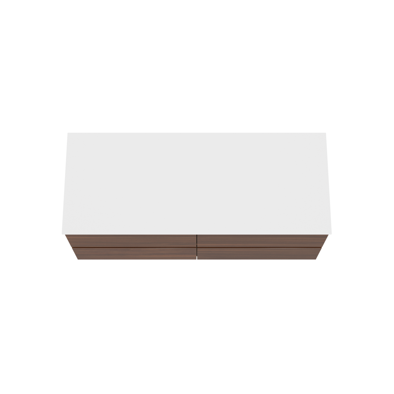 Balmani Lucida hängendes Möbelstück Set: 135 x 55 cm, Amerikanischer Nussbaum, mit Stretto Einzel- oder Doppel Waschtischplatte, Solid Surface Weiß matt