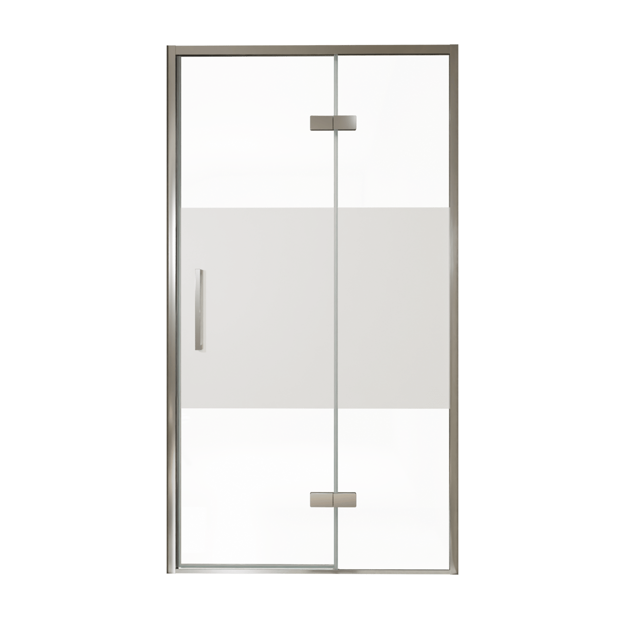 Balmani Senses Design douche draaideur rechts 120 cm x 210 cm Helder glas met matte strook, Chroom profielen