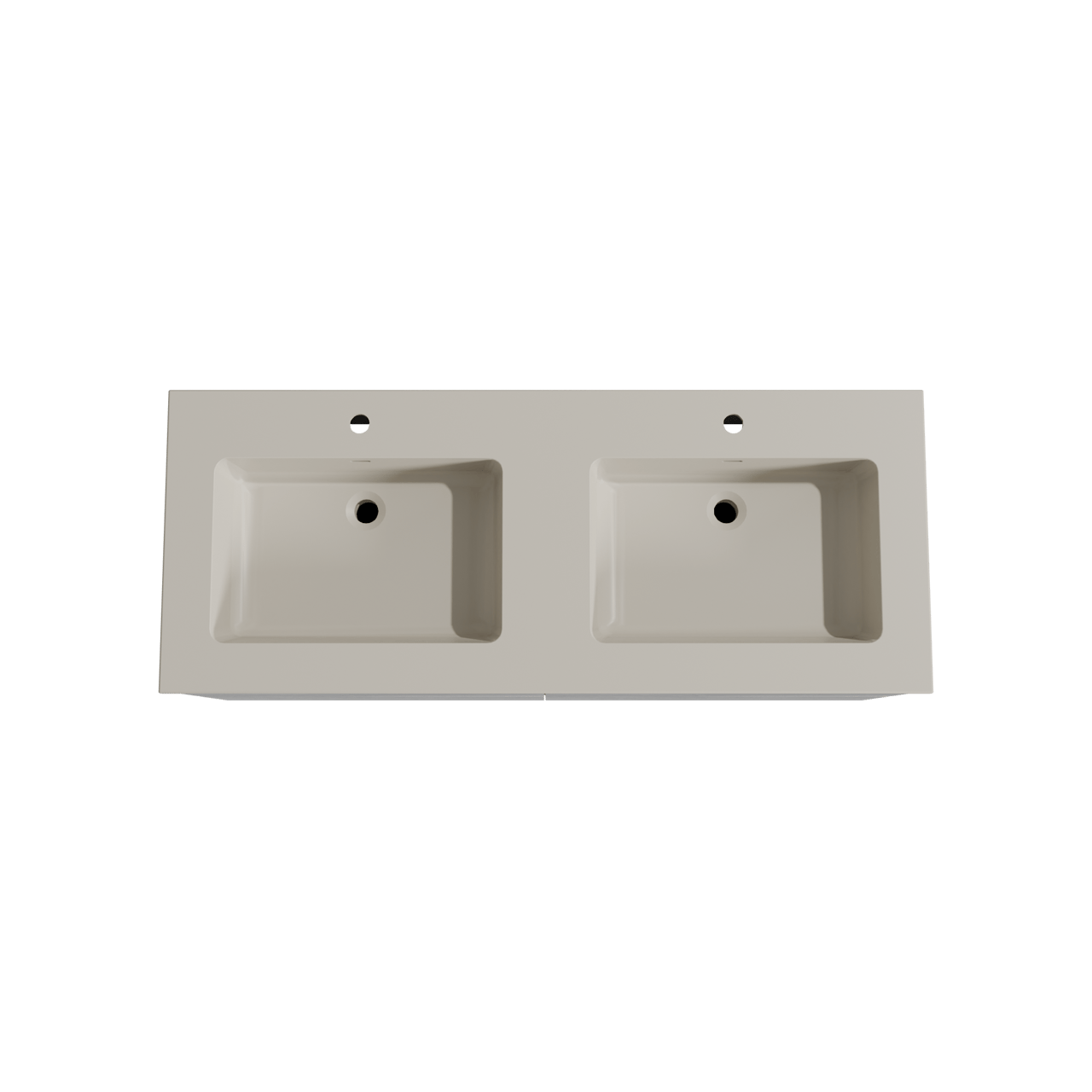 Storke Edge meuble salle de bains suspendu 130 x 52 cm béton gris foncé avec Diva double vasque en top solid soie grise