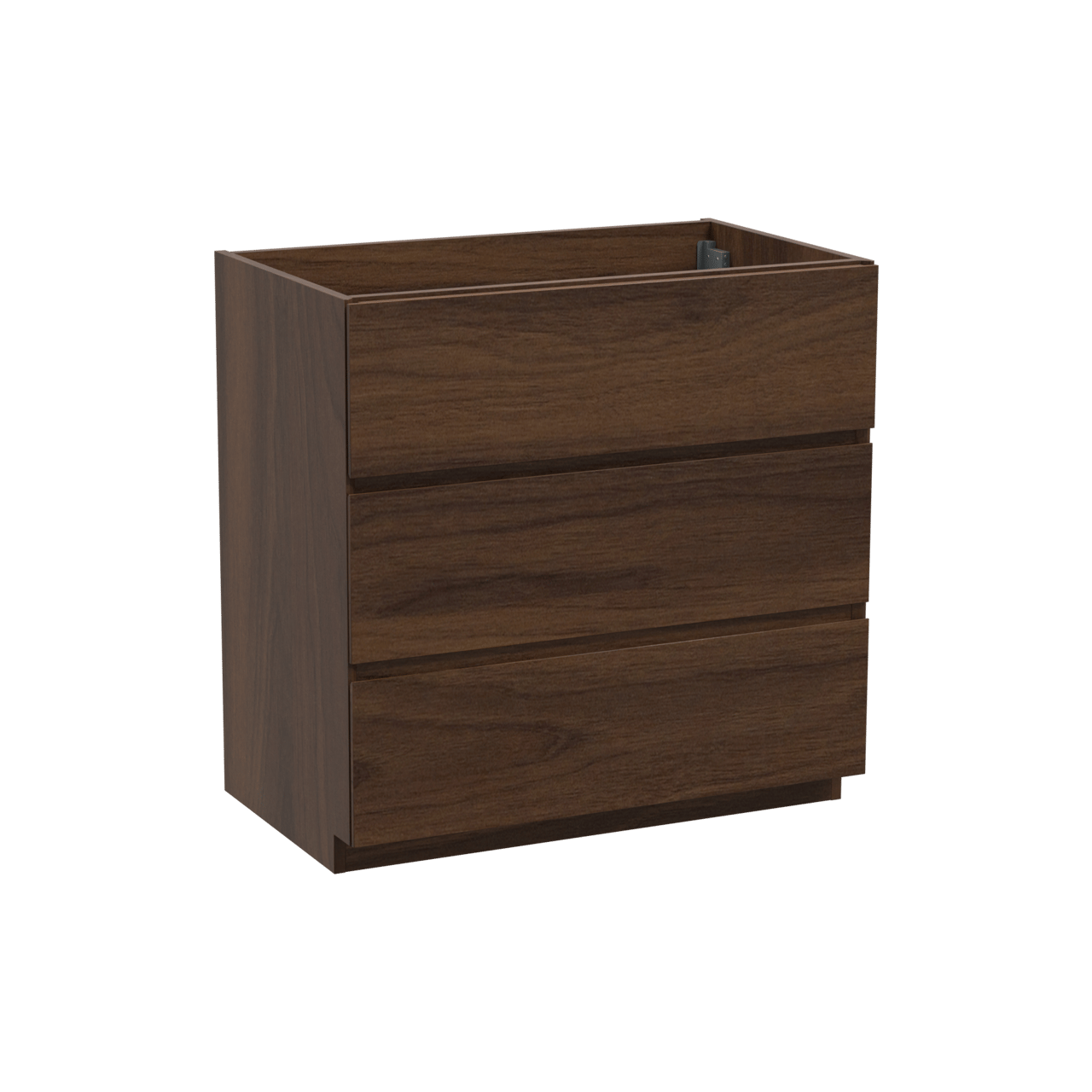 Storke Edge stehender Waschbeckenunterschrank: 85 x 52 cm, Nussbaum, 3 Schubladen