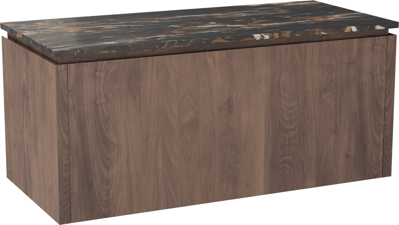 Balmani Eclips meuble salle de bains suspendu 120 x 55 cm Noyer américain avec Stretto tablette simple en Portoro Gold marbre