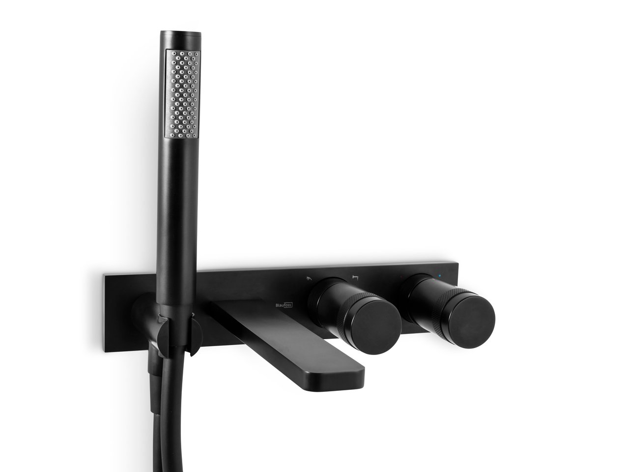 Blaufoss Sonic robinet baignoire encastré avec douchette noir mat incl élément intégré