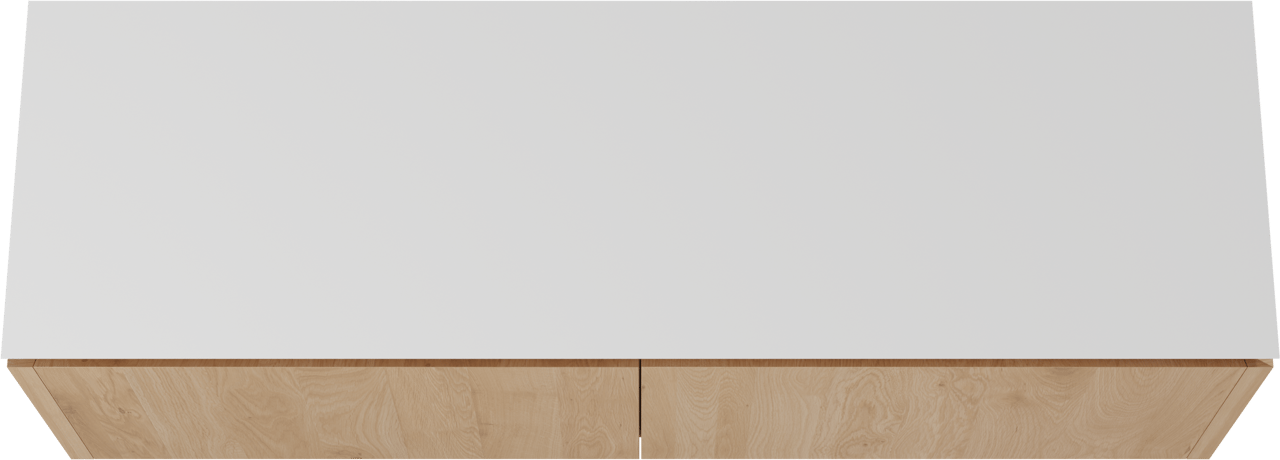 Balmani Eclips zwevend badkamermeubel 180 x 55 cm Natuur eik met Eclips enkel of dubbel tablet in Solid Surface mat wit