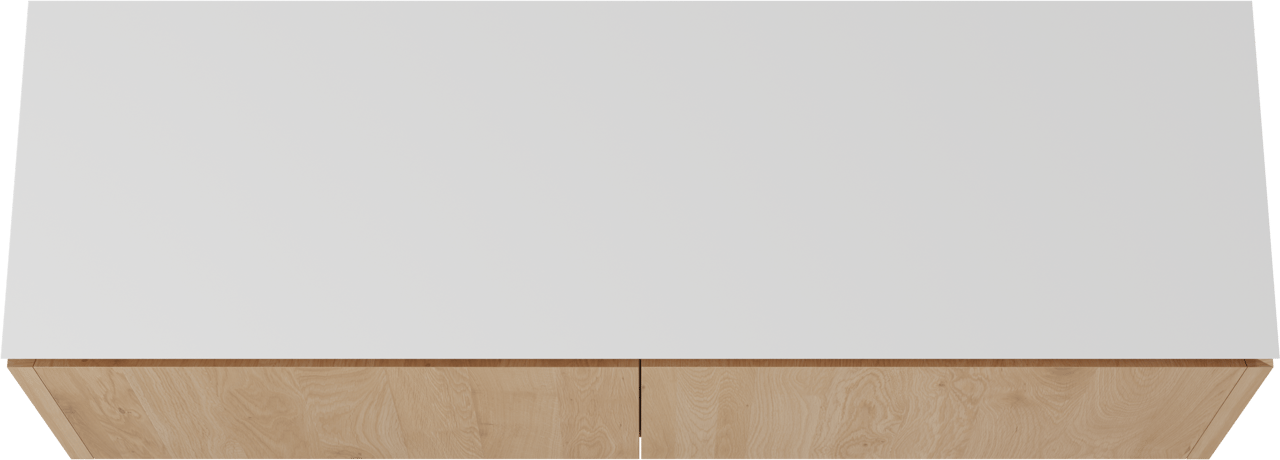 Balmani Eclips meuble salle de bains suspendu 180 x 55 cm Chêne naturelle avec Eclips tablette simple ou double vasque en Solid Surface blanc mat