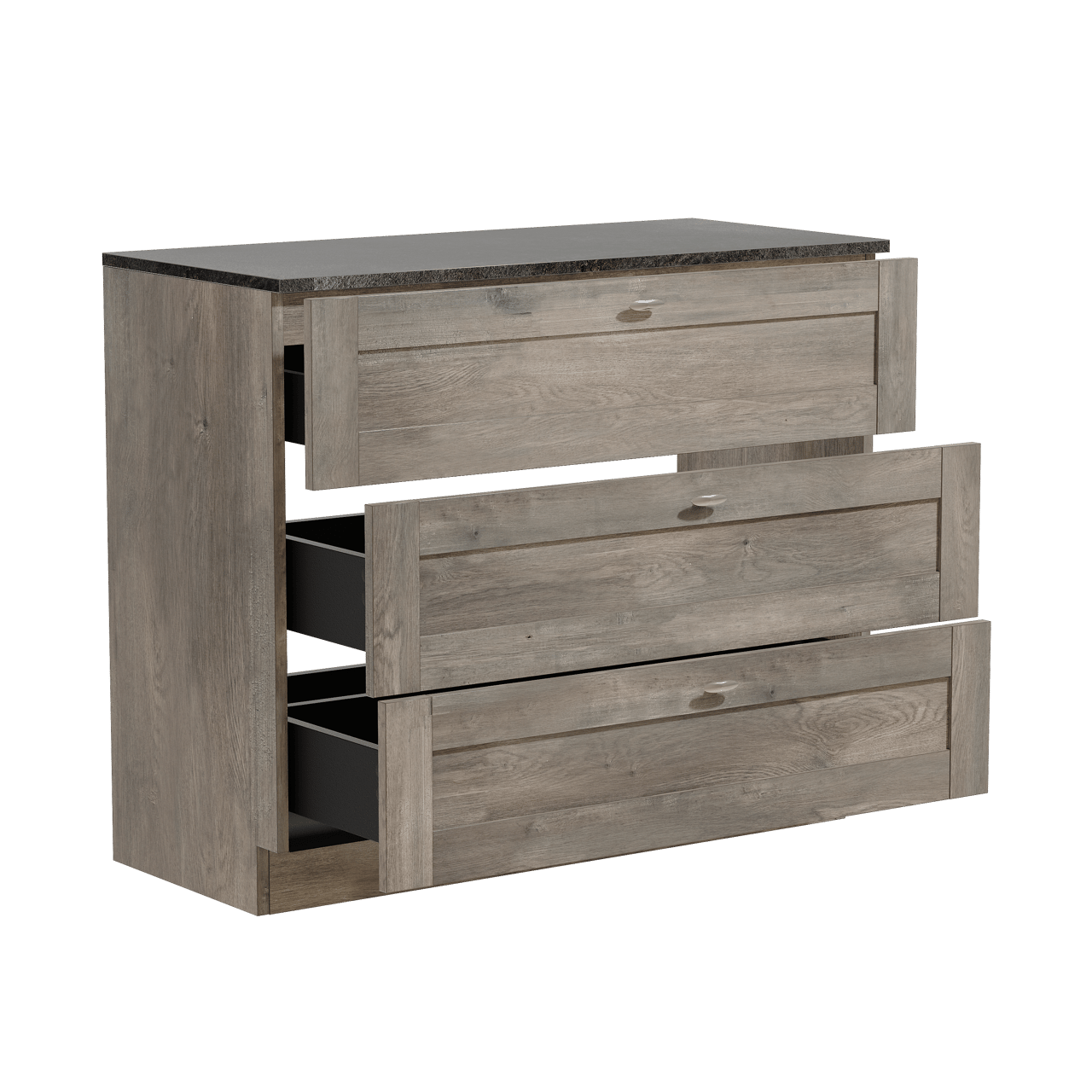 Linie Classo freistehendes Möbelstück Set: 100 x 46 cm, Graue Eiche, mit Lado Einzel- oder Doppel Waschtischplatte, Melamin Schiefergrau