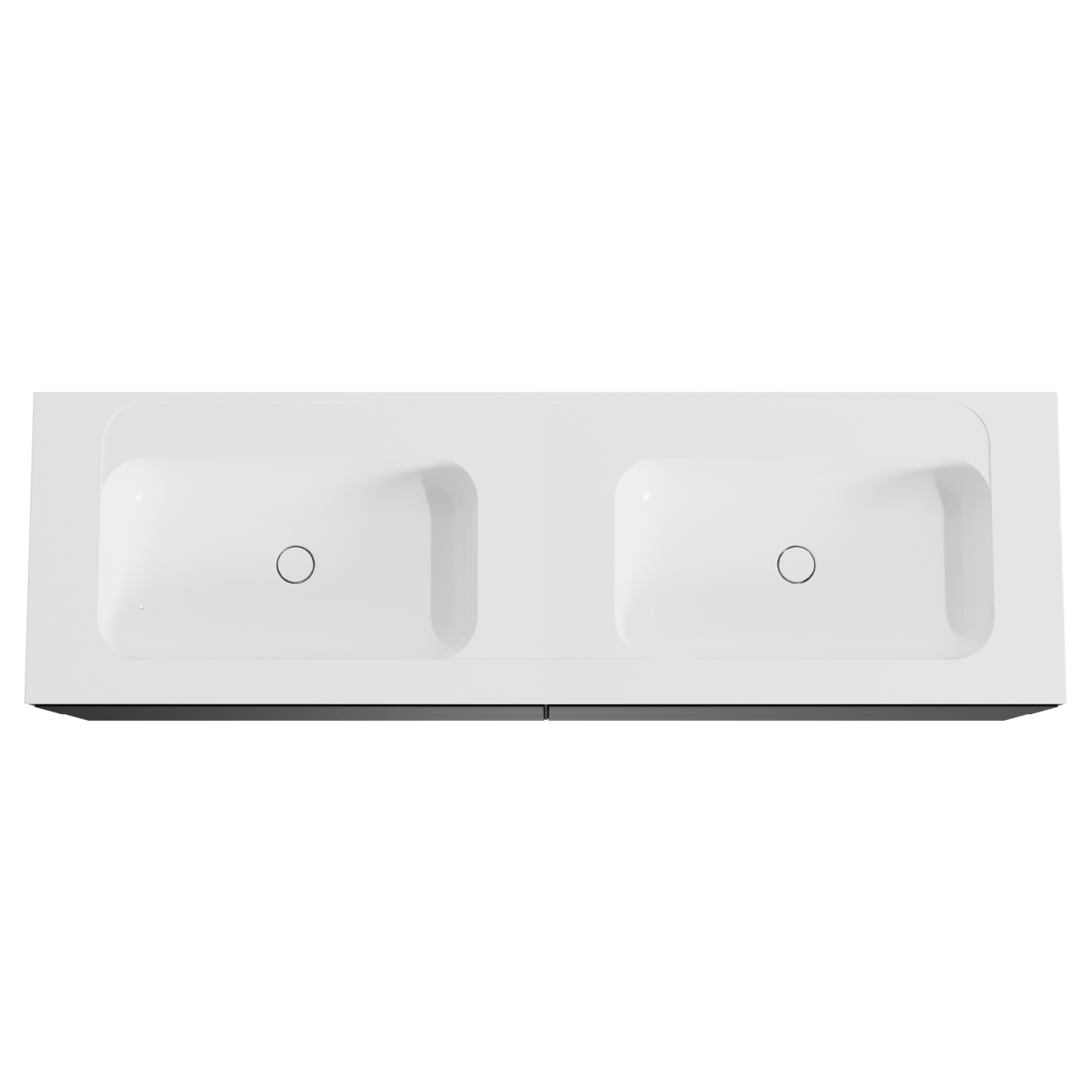 Balmani Mitra meuble salle de bains suspendu 180 x 55 cm noir mat avec Tablo Strada double vasque en marbre composite blanc brillant