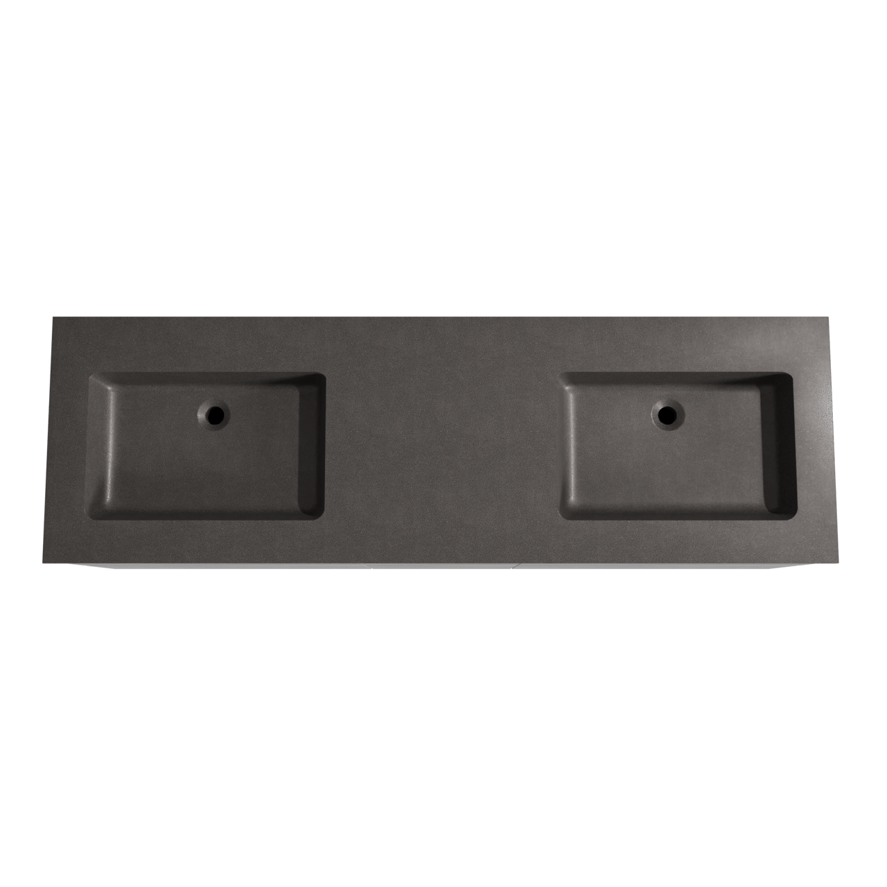 Storke Edge meuble salle de bains suspendu 165 x 52 cm béton gris foncé avec Scuro double vasque en quartz noir mat