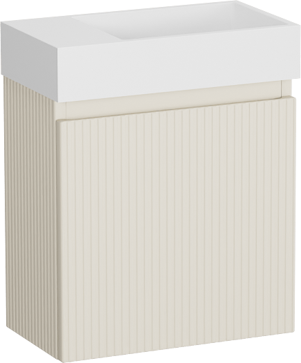 Storke Ribs meuble wc suspendu 40 x 22 cm Sand mat avec Fada plan vasque en Solid Surface blanc mat