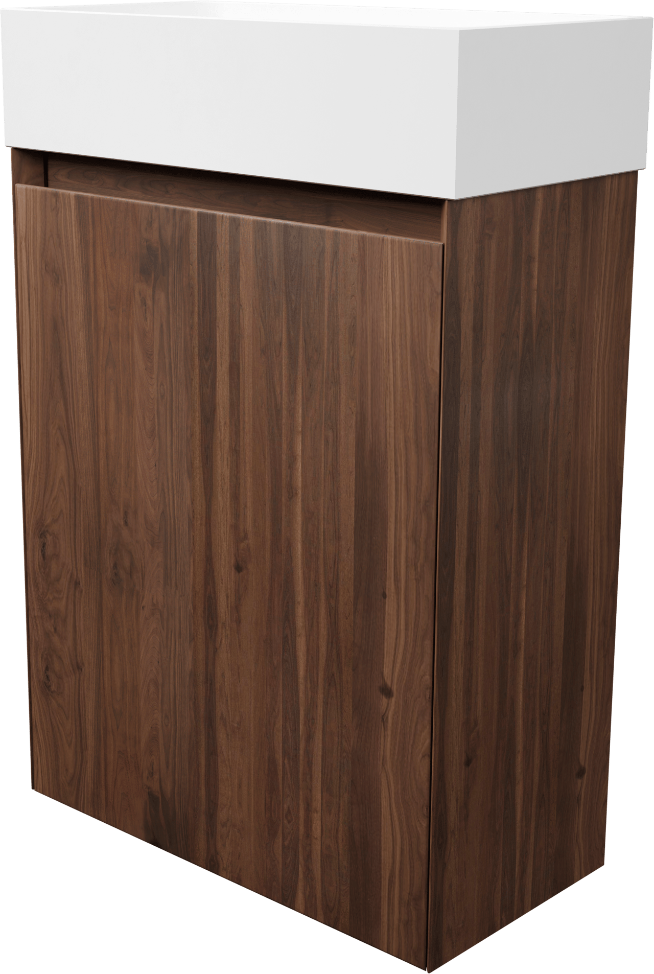 Balmani Mitra zwevend toiletmeubel 42 x 21 cm amerikaans notenhout met Dama wastafel in matte Solid Surface