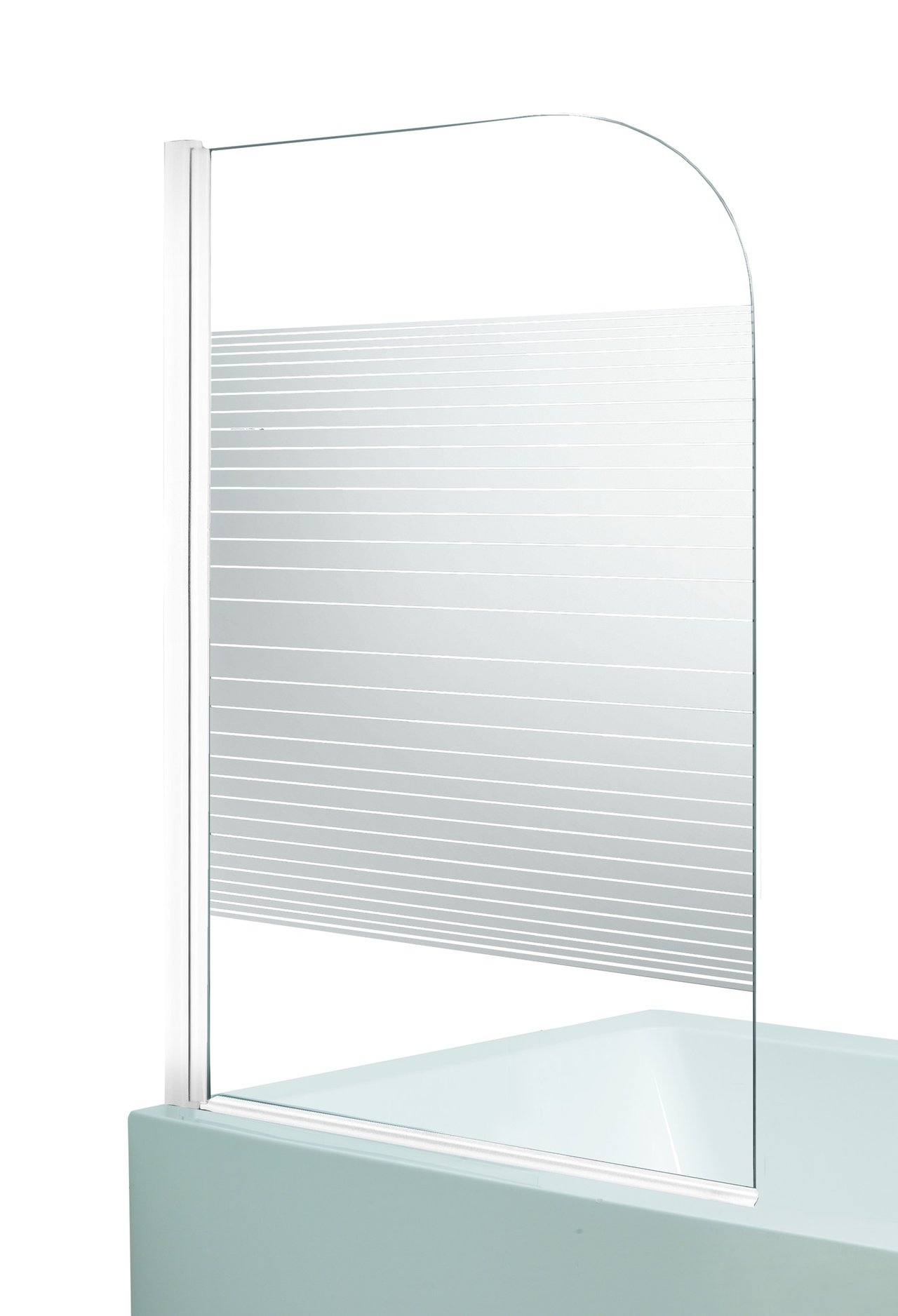 Linie Palma pare-baignoire simple 80 cm transparent avec bande matte à rayures profil blanc mat