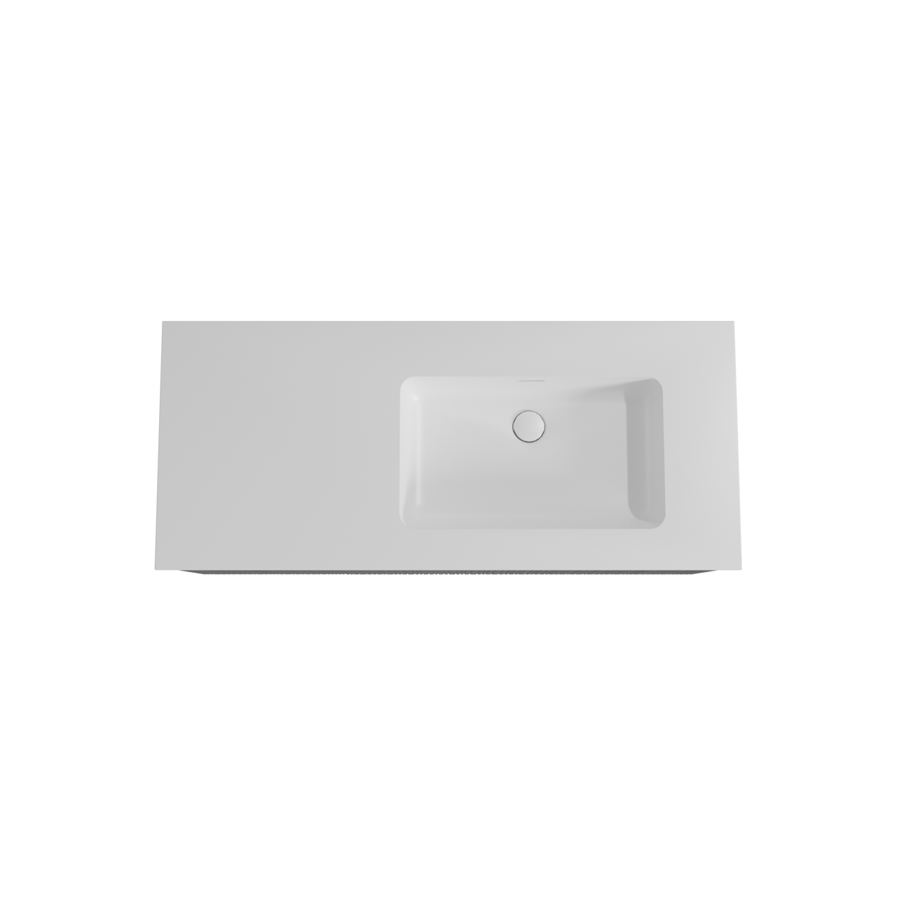 Storke Ribs zwevend badkamermeubel 120 x 52 cm zwarte eik met Mata asymmetrisch rechtse wastafel in solid surface mat wit, Verticale asymmetrische rechte ribbel