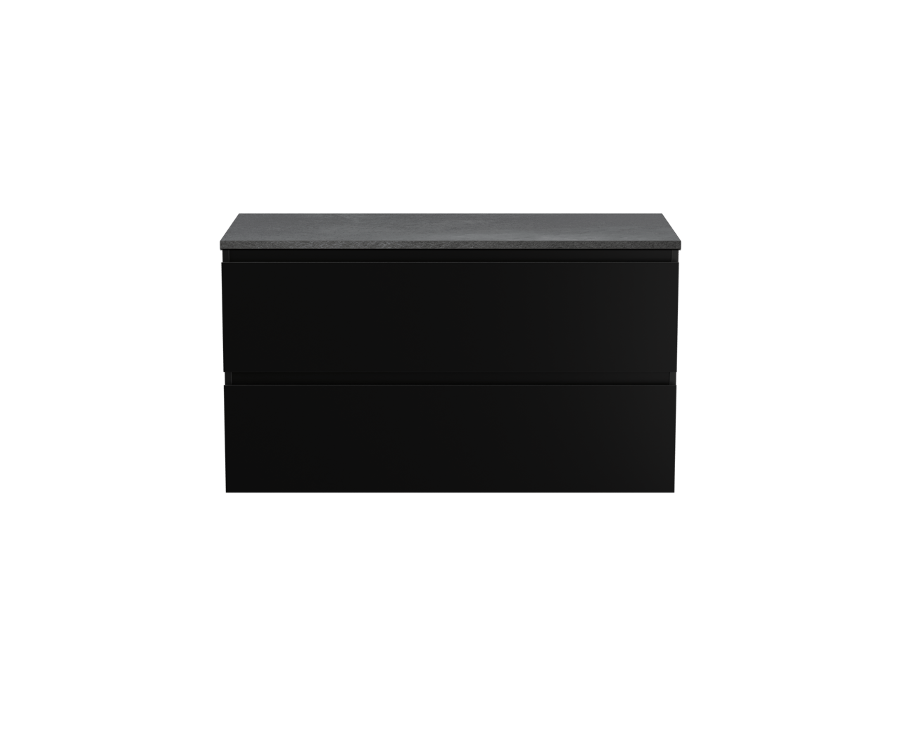 Linie Lado zwevend badkamermeubel 100 x 46 cm mat zwart met Lado enkel of dubbel tablet in melamine leisteen grijs