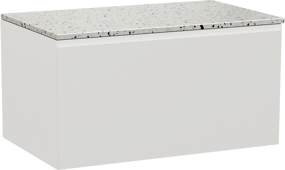 Balmani Idra meuble salle de bains suspendu 90 x 55 cm blanc mat avec Stretto tablette simple en blanc/noir mat terrazzo