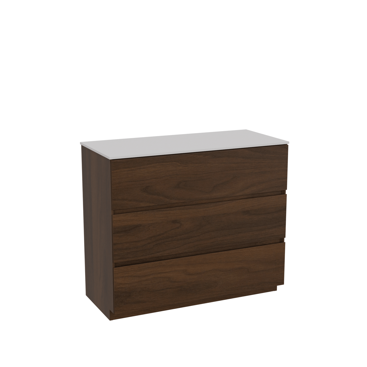 Storke Edge freistehendes Möbelstück Set: 100 x 46 cm, Nussbaum, mit Tavola Einzel Waschtischplatte, Solid Surface Weiß matt