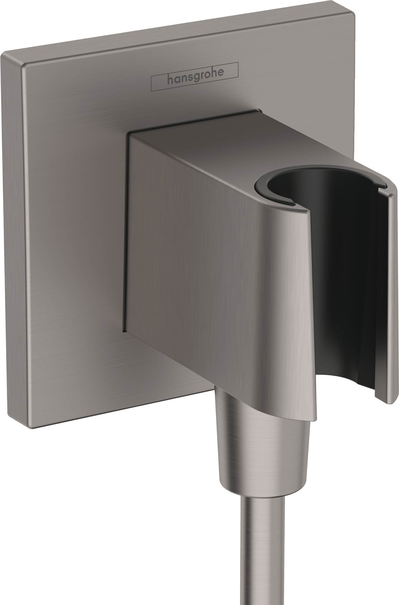 Hansgrohe FixFit Porter Square Support mural douchette avec coude de raccordement 1/2" Brushed Black Chrome