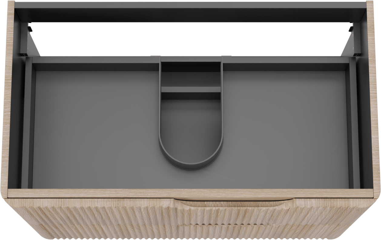 Linie Curvo hängender möbelstück Waschtischunterschränke 80 x 46 cm Eiche Hell 2 Schubladen, Vert. Sym. Rippe