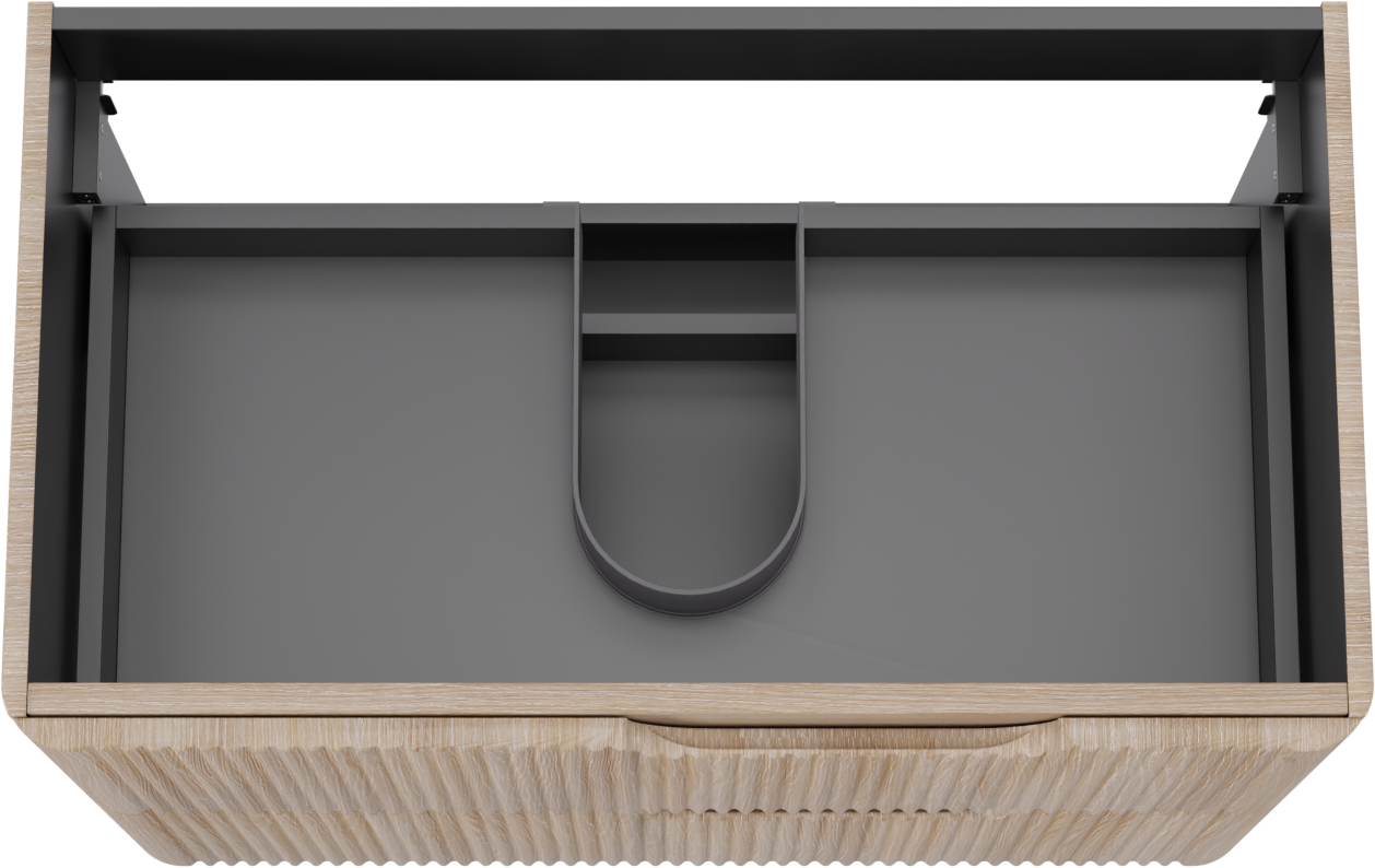 Linie Curvo meuble sous-lavabo suspendu 80 x 46 cm chêne clair 2 tiroirs Nervure sym. vert.