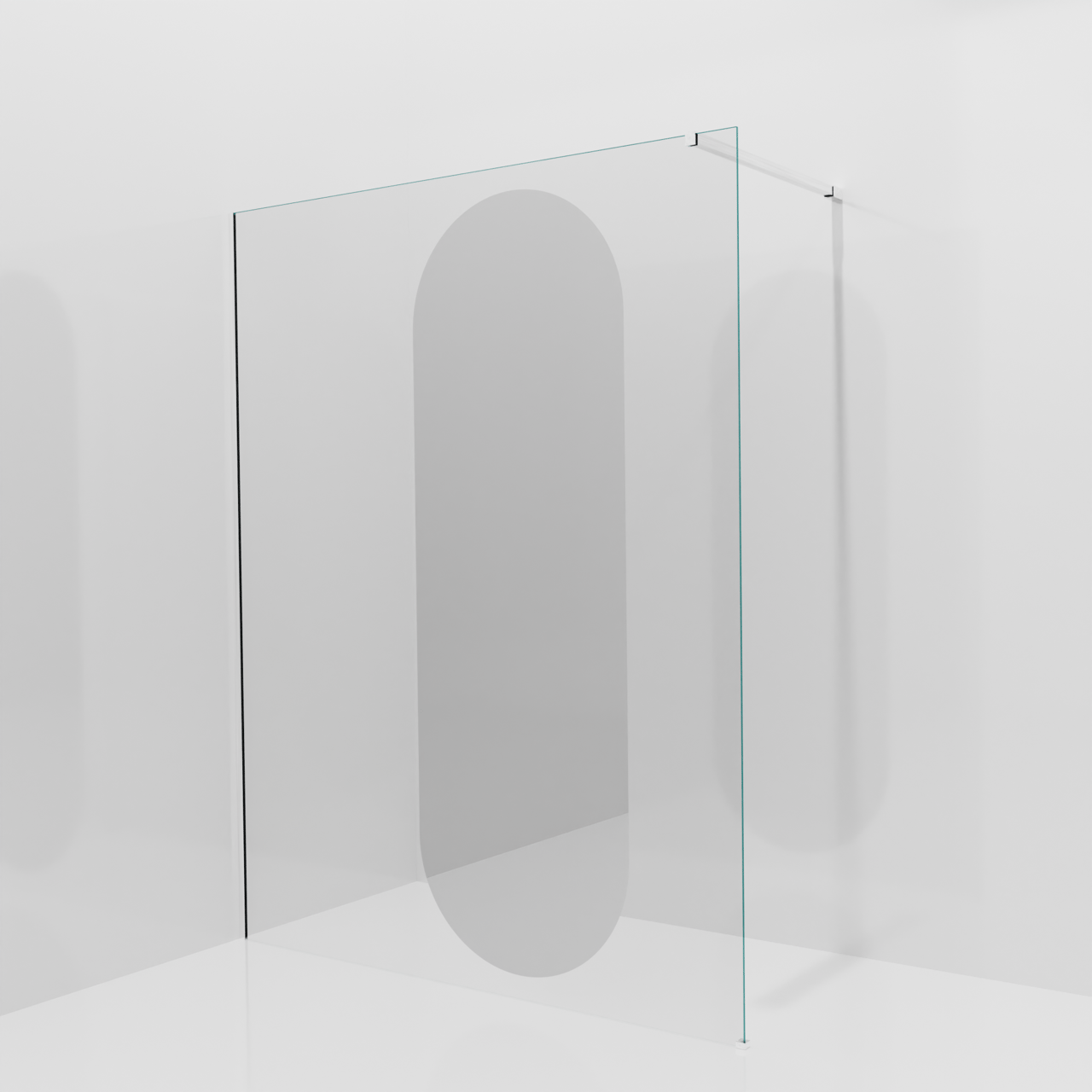 Balmani Modular douche à l'italienne: 160 x 200 cm, Miroir reflex ovale, Profil Chrome brillant