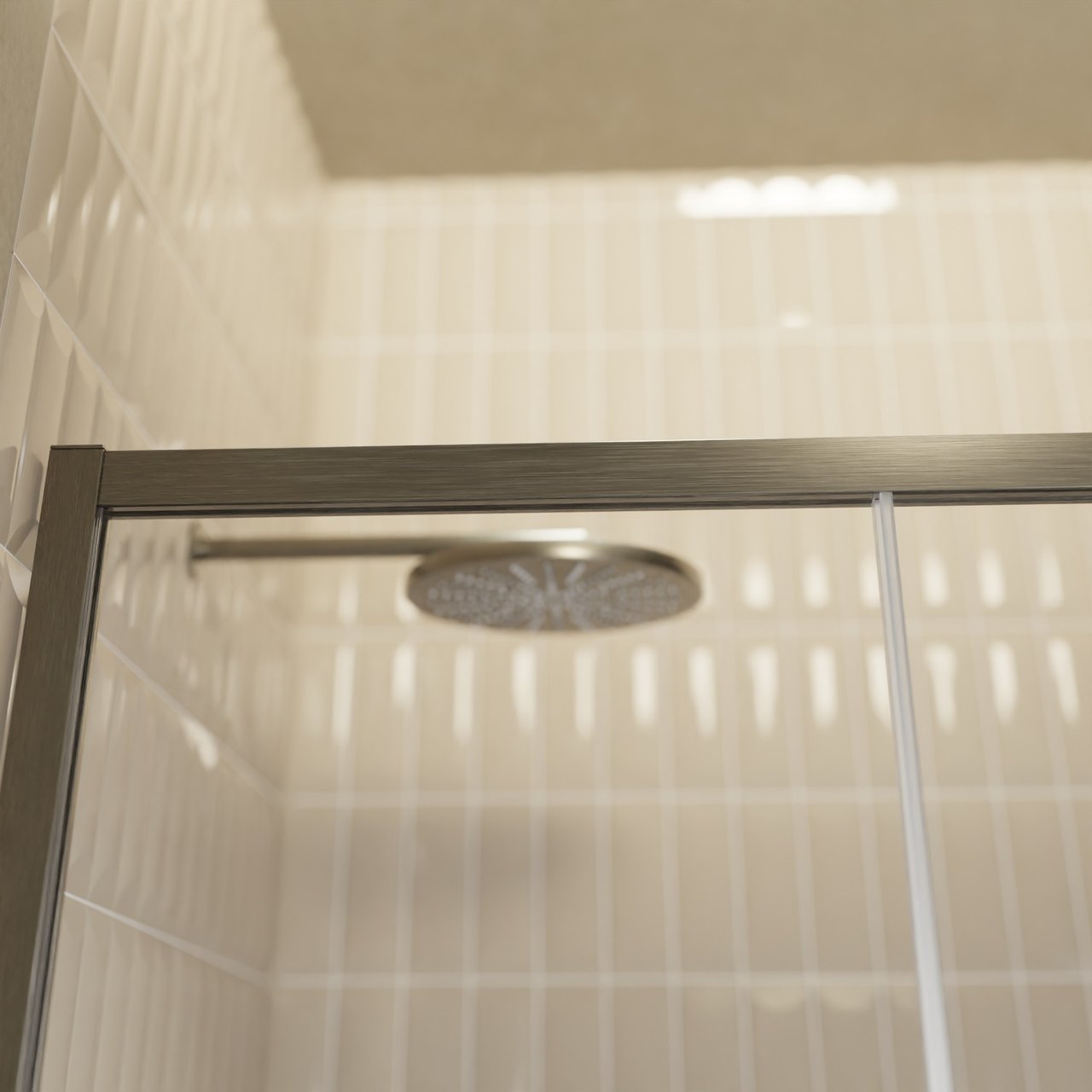 Balmani Senses Design porte coulissante à droite 120 cm x 210 cm verre transparent avec bande matte, Profil Brushed GunMetal